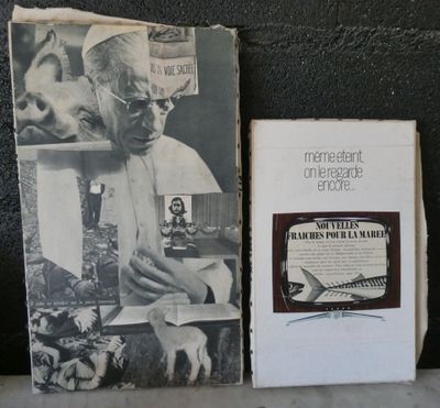 an old photo of a man with a dog and a book