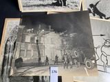 several old black and white photos of people playing baseball in a field