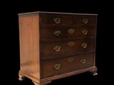 an antique chest of drawers with brass hardware on the drawers