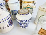 many different types of jars and containers on the table