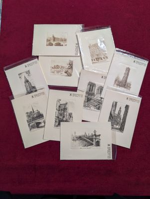 Lot de 10 estampes sous blister de Monuments de France gravé…