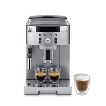 delong coffee machine with two espressors and a cup of coffee