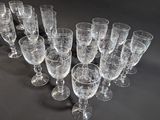 a lot of empty wine glasses on the table
