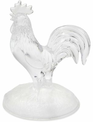 figurine en cristal représentant un coq posé sur un socle