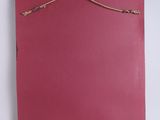 an image of a piece of red paper with a string attached to it