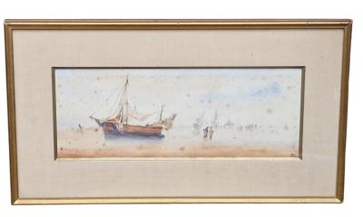 une image d'une peinture représentant un bateau dans l'eau