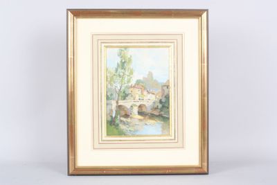 attribué à Georges ROBIN (1903-2003) : paysage au pont.