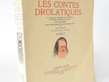 the front cover of the book les contes drolatiqueques, with an image of a man '