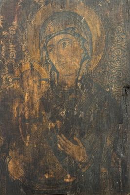 an old painting of a woman holding a baby in her arms