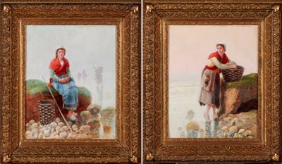 Pierre TESTU (XIX-XX) Pêcheuses de crevettes