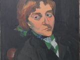 portrait of a woman in a black suit and green bow tie