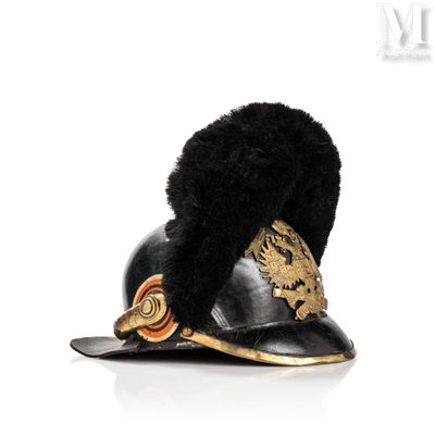 the helmet of a soldier with a black fur on top of it