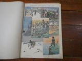 an open book with pictures of people and animals on it