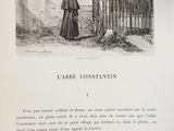 an old book with a picture of a woman in a black dress and a hat