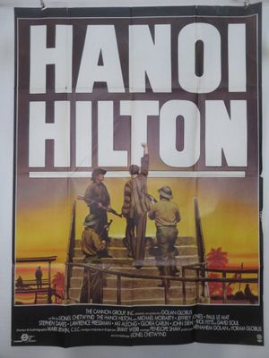an old movie poster of a group of men standing on top of a wooden fence