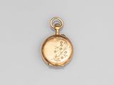 une montre de poche en or 18 carats dont le cadran représente une femme