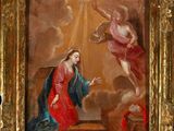 an oil painting of a painting of a woman and a man