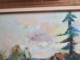 a painting on the wall of a room with a painting on the wall