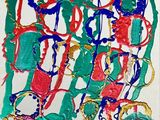 peinture abstraite représentant un tableau aux couleurs variées sur fond blanc
