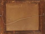 an old picture frame with a rope hanging from it ' s side