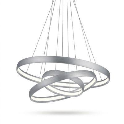 a close up of a circular light hanging from a ceiling