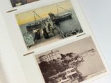 an open book with pictures of boats and people on the water