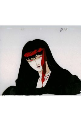 an image of a drawing of a woman with long black hair