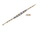 Bracelet en or jaune 14 carats, opalite et diamants