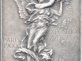 a close up of a silver medal with an angel on it