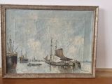 an image of a picture of a painting of a boat in the water