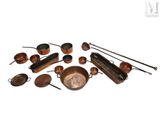an image of a collection of old copper pots and pans