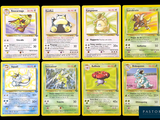 Plusieurs cartes Pokémon sont représentées sur un fond noir