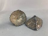 pair of antique silver plated candlestick holders
