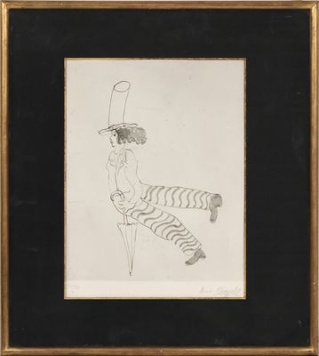 un dessin représentant une femme assise sur un tabouret, coiffée d'un chapeau