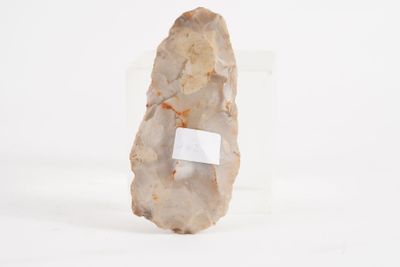 a close up of a piece of rock with a tag on it