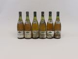 six bouteilles de vin sont alignées sur une surface blanche