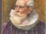 portrait of an old man with a white beard in a purple dress