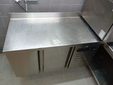 a stainless steel counter in a commercial kitchen