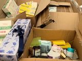 many boxes of toiletries and other items in the store