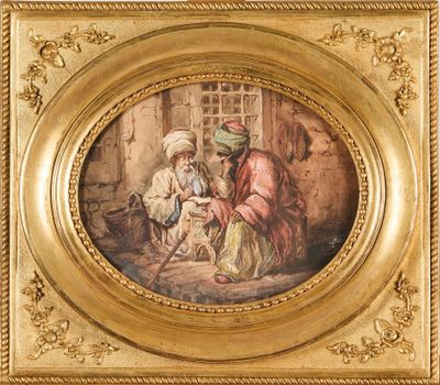 une image représentant un tableau où l'on voit un homme et une femme assis dans une pièce