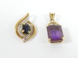 pair of amethorate and sapphire pendants