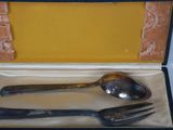 a silverware set in a box with a spoon and fork