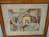 peinture d'un groupe de personnes assises autour d'une table dans une pièce