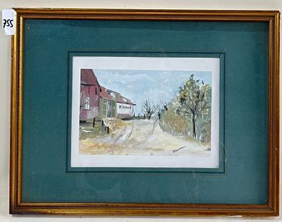 BEATRICE. Vue d'une ferme. Lithographie en couleur.