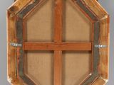 an image of a wooden easel with a canvas on top of it