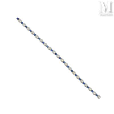 Bracelet perles Bracelet en or gris 18K (750°/°°) à maillons…