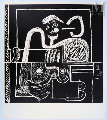 un dessin en noir et blanc représentant un homme assis sur une chaise
