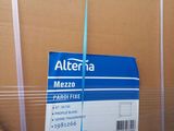a cardboard box with a blue label on it
