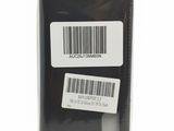 the back of a black wallet with a barcode on it
