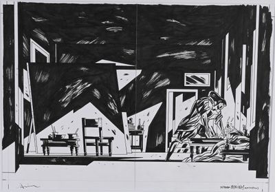 an image of a drawing of a man and a woman sitting on a bench